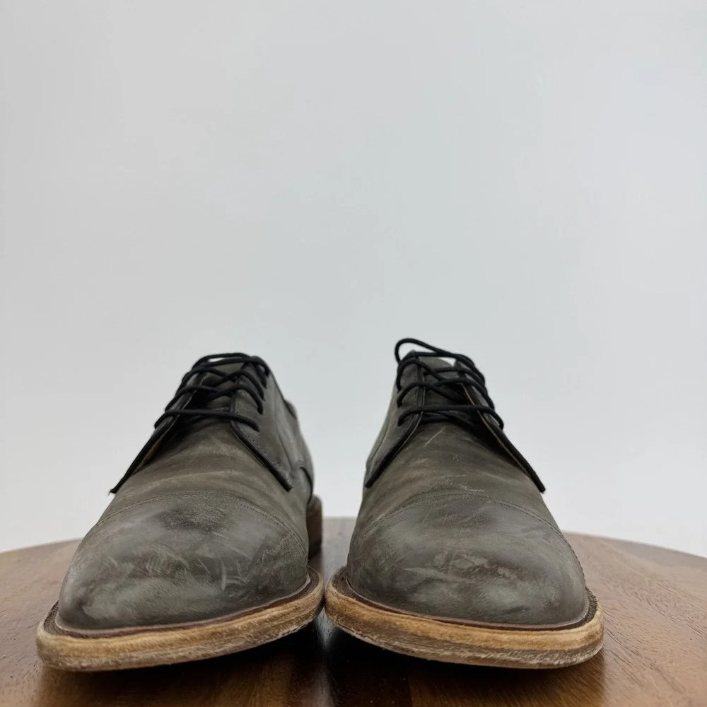Mens Warfield And Grand Clement Ash Gray Leather Cap Toe Dress Shoes Size 9.5‎ M